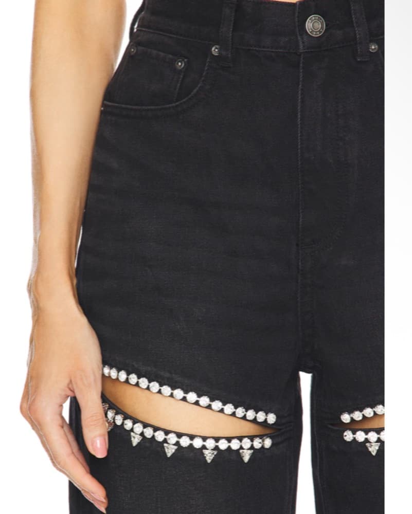 Area Embellished High-Waisted Jeans - Image 5