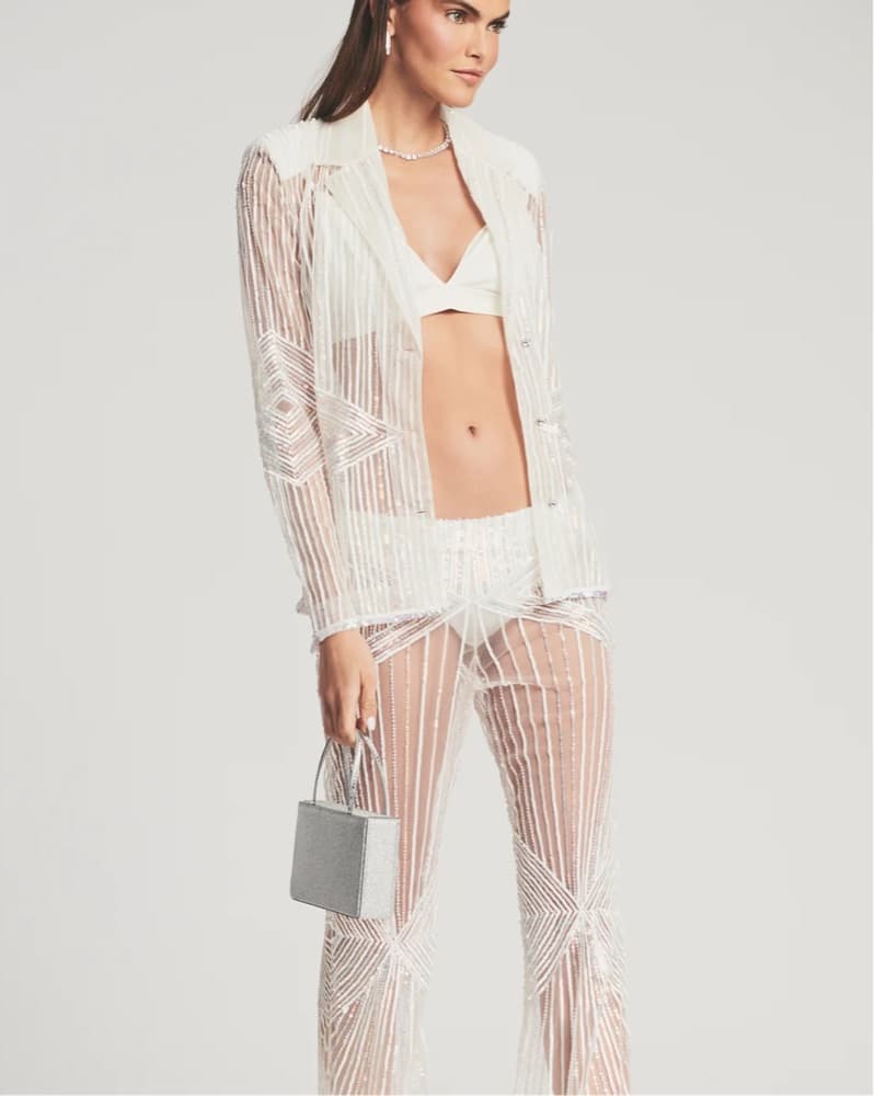 Retrofete Jocelyn White Sequin Blazer XS - Image 5