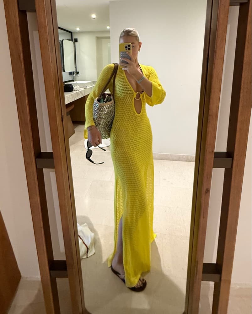 Yellow Crochet Maxi Dress Coverup - Image 3