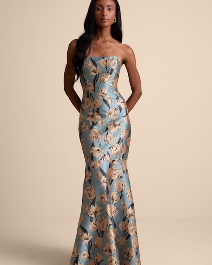 Blue Floral Formal Gown - Image 4