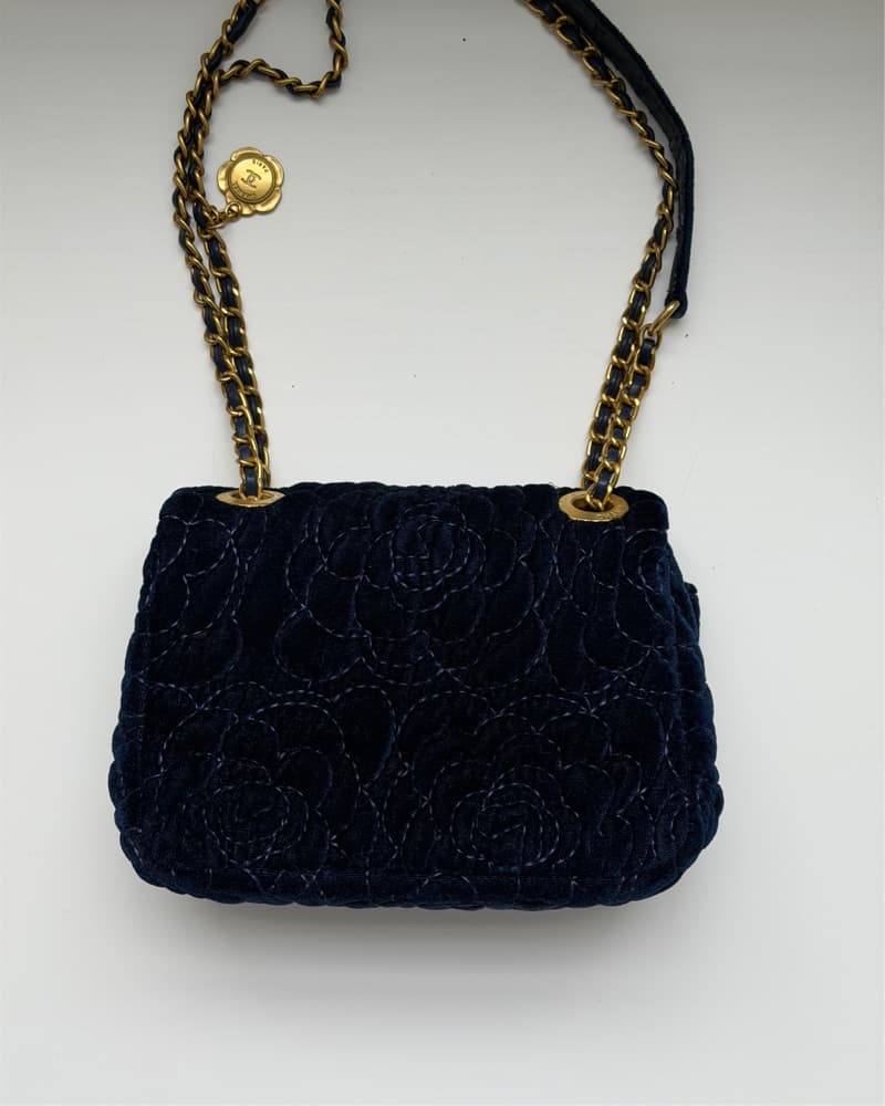 Chanel Camellia Embossed Mini Purse Blue - Image 4