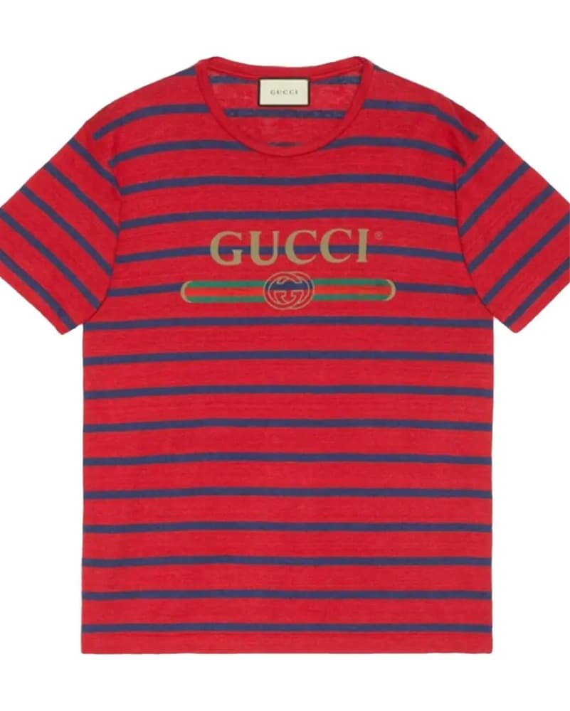 Gucci Logo Striped Tee - Image 1