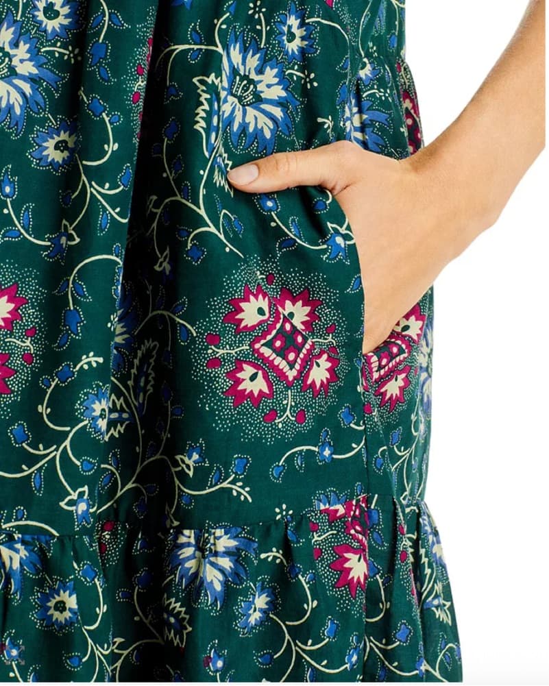Forest Green Floral Puff Sleeve Dress - Image 5