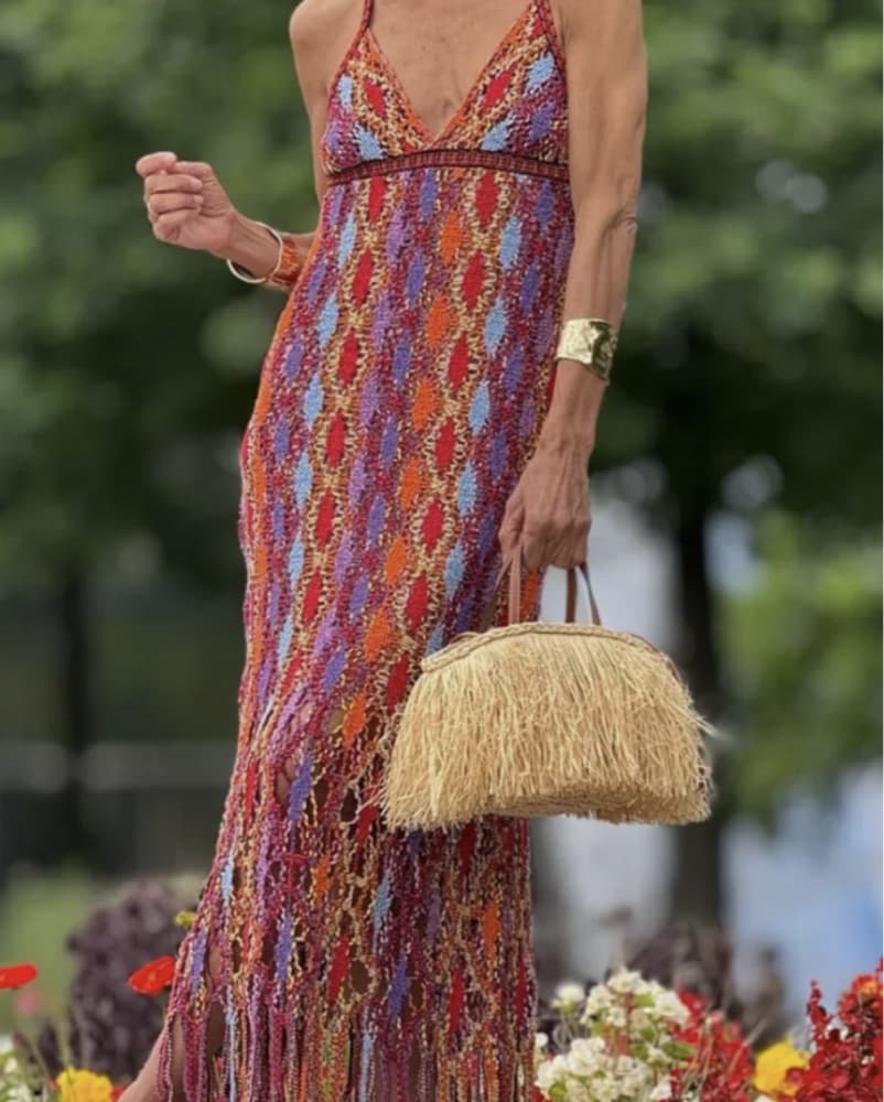 Vibrant Fringe Crochet Maxi Dress - Image 5