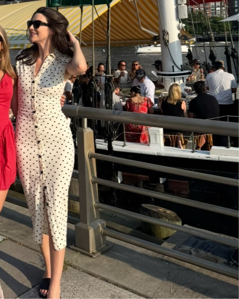 Polka Dot Button-Down Midi Dress - Image 2