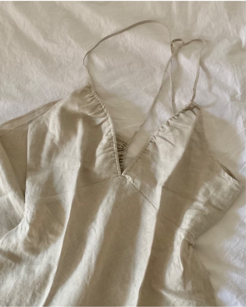 Beige Open Back Linen Summer Dress - Image 3