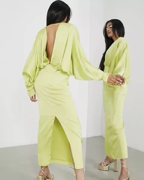 ASOS EDITION Satin Drape Batwing Dress  - Image 3