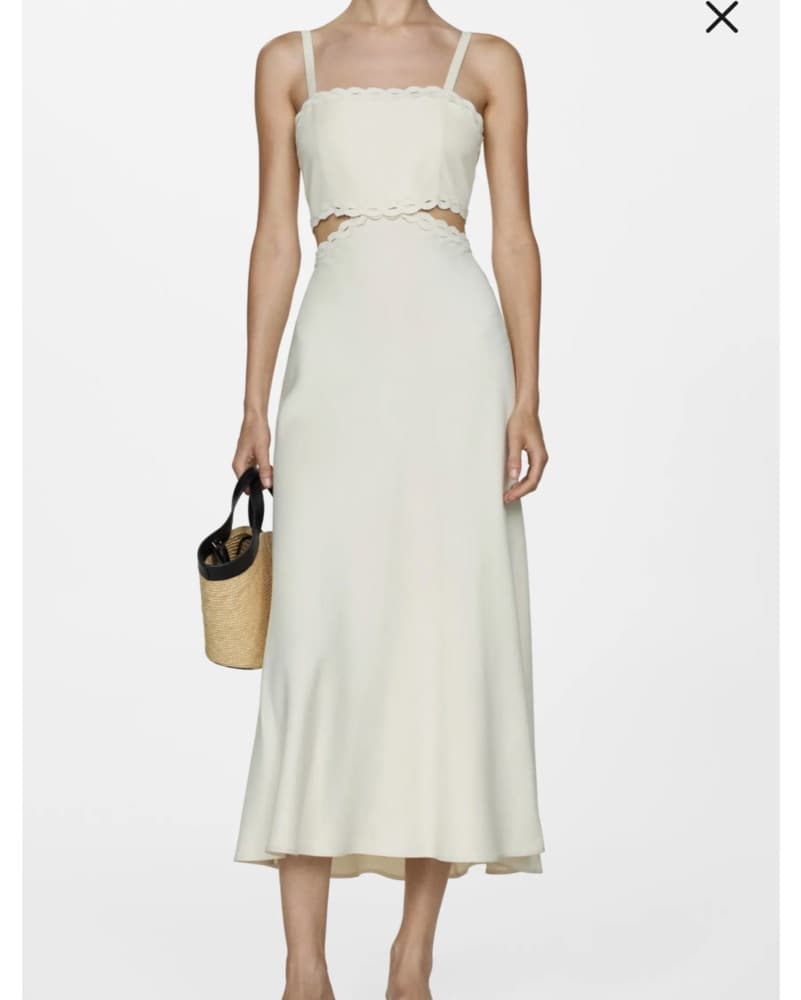 Mango Lace Trim Cutout Midi Dress - Image 1