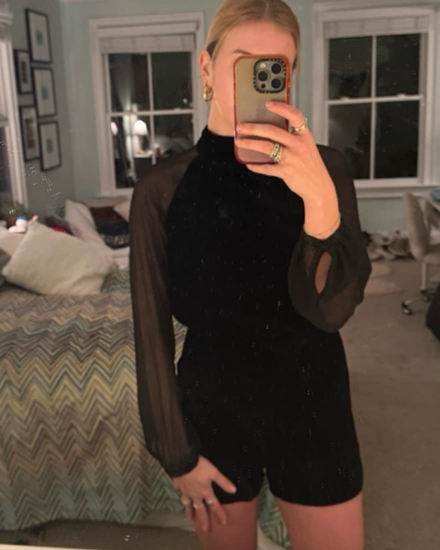 Intermix Black Velvet Romper - Image 2