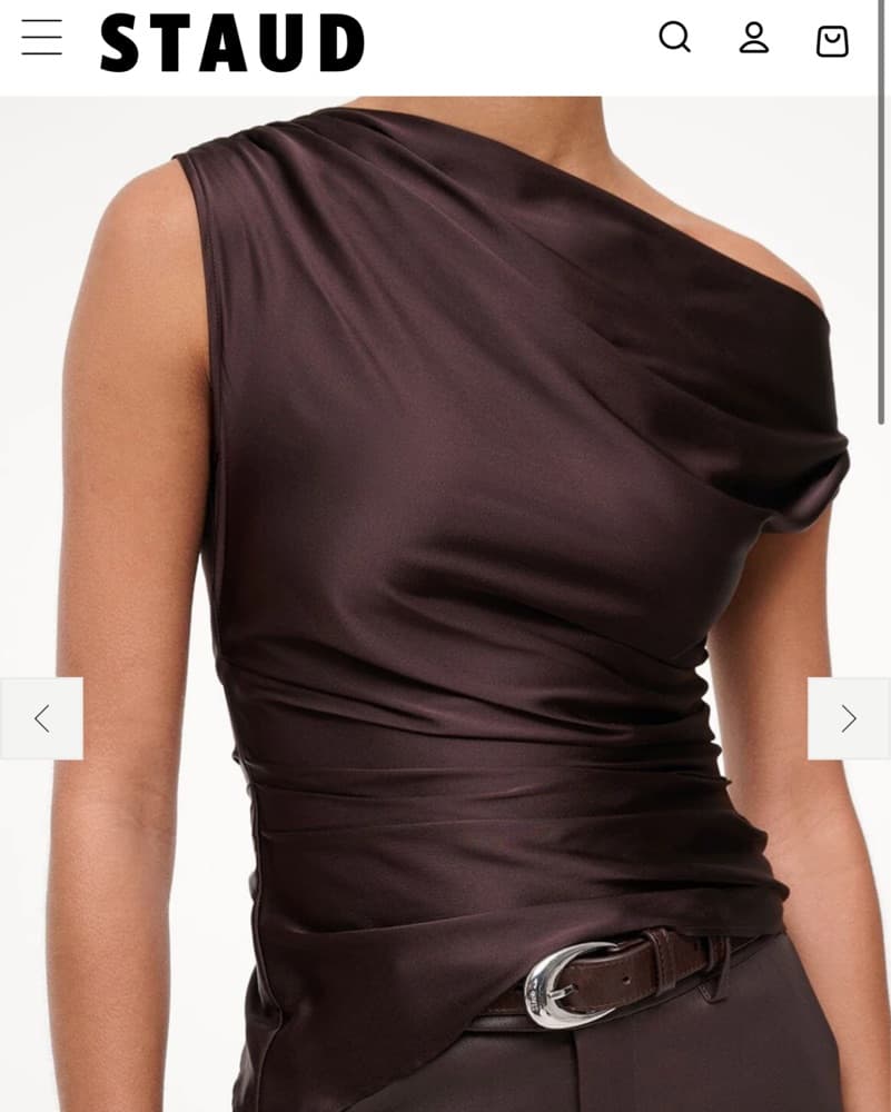 Staud Burgundy Silk Off The Shoulder Top - Image 3