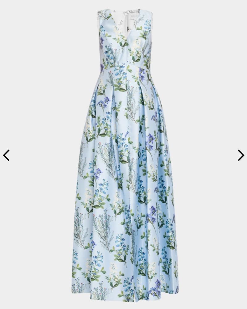 Blue Floral Forest Satin Gown - Image 5
