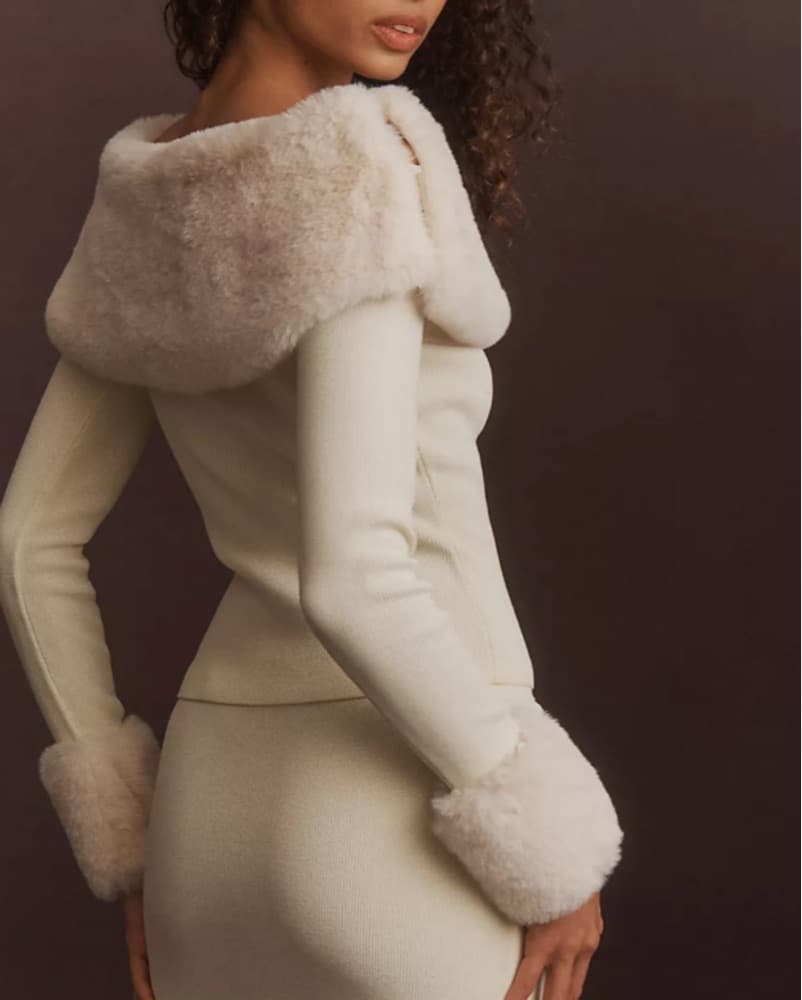 Cozy Faux Fur Trim Sweater Dress - Image 2