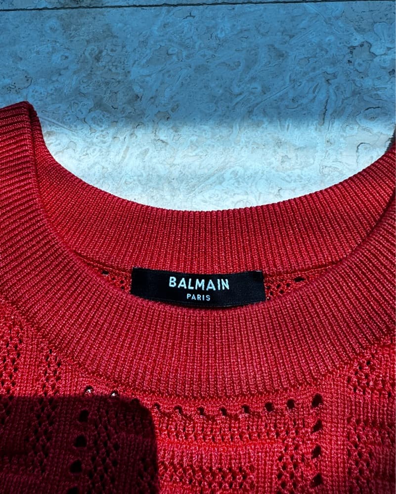 Vibrant Red Balmain Knit Top - Image 1