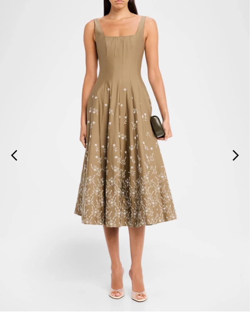 Staud Floral Embroidered Midi Dress - Image 1
