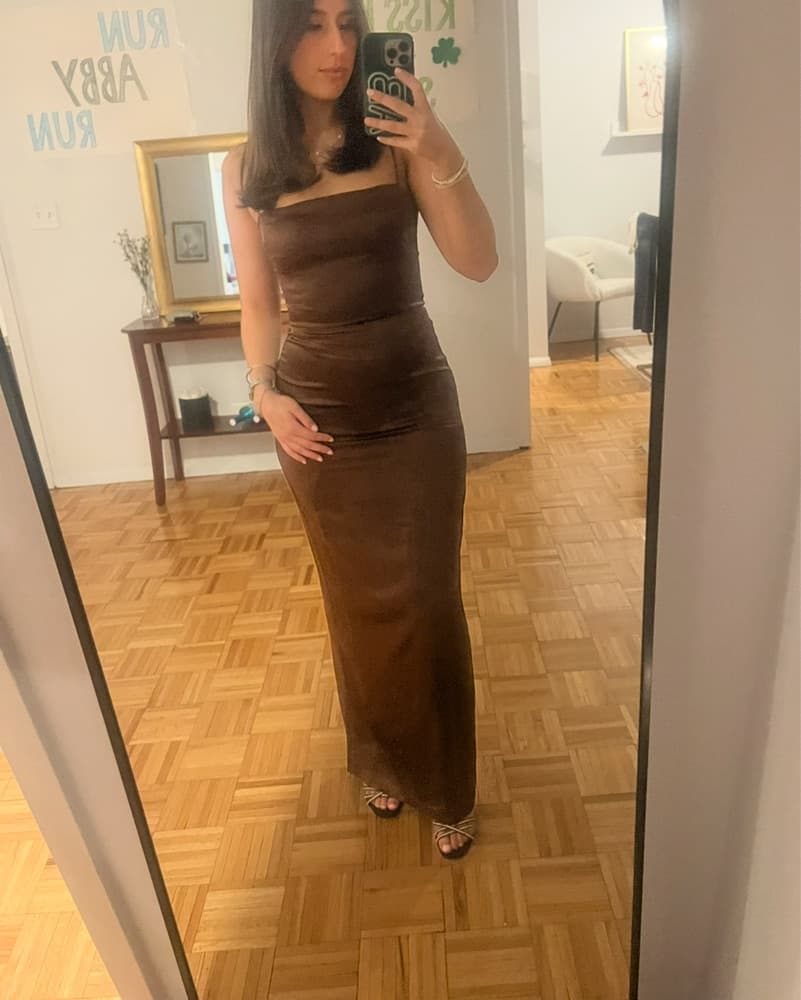 Reformation Brown Silk Frankie Dress - Image 2