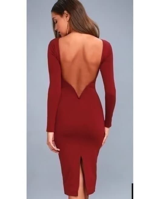 Burgundy Backless Dress - Image 2