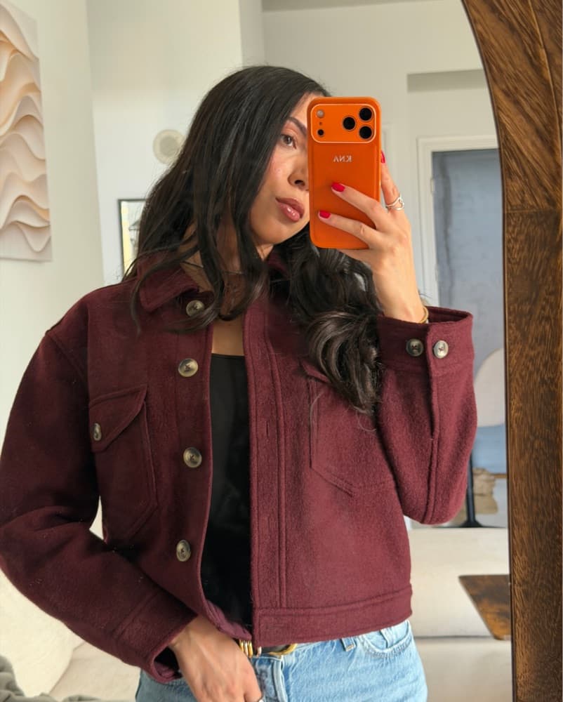 Burgundy Wool Jacket - Image 1