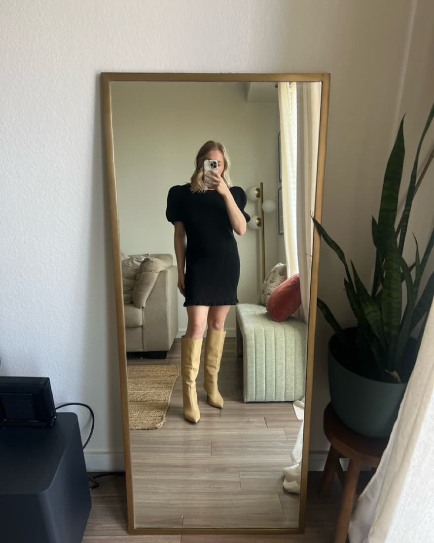 Black Mini Dress With Puffy Sleeves - Image 1