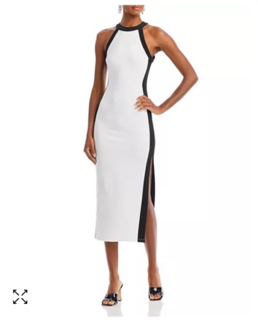 Bodycon Color Block Midi Dress - Image 1