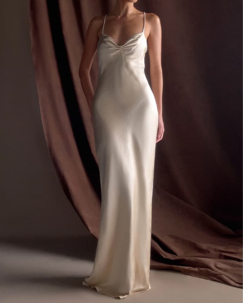 Meshki Lilly Satin Gown In Pink - Image 1
