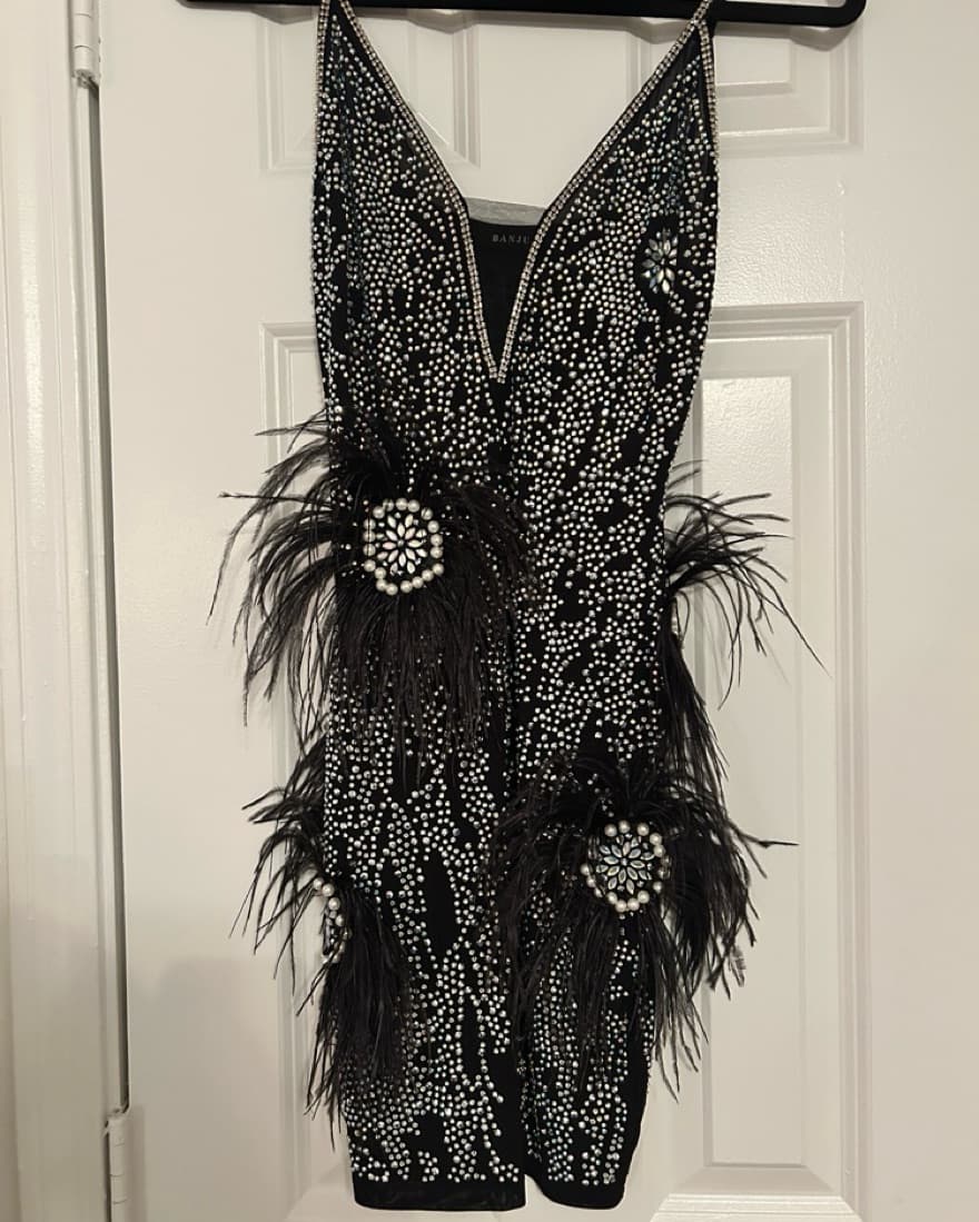 Sparkling Feathered Cocktail Dress - Image 3