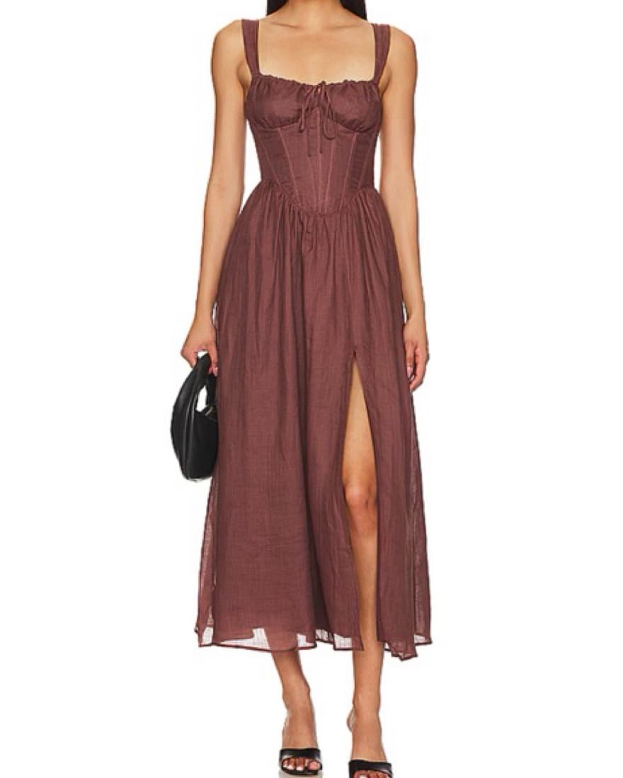Bardot X Revolve Brown Corset Midi Dress - Image 2