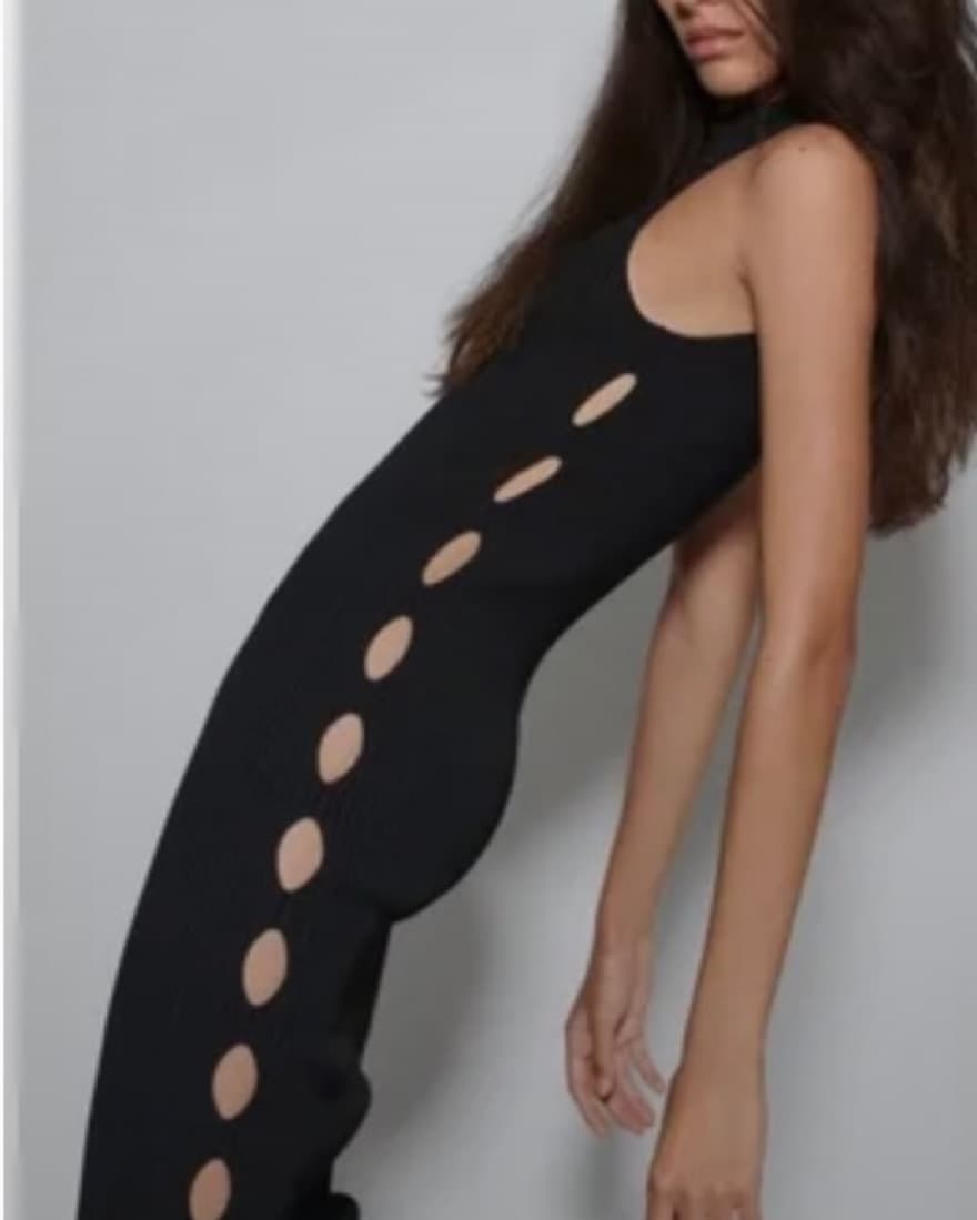 Zara Side Vented Cut Out Ribbed Dress - Image 1