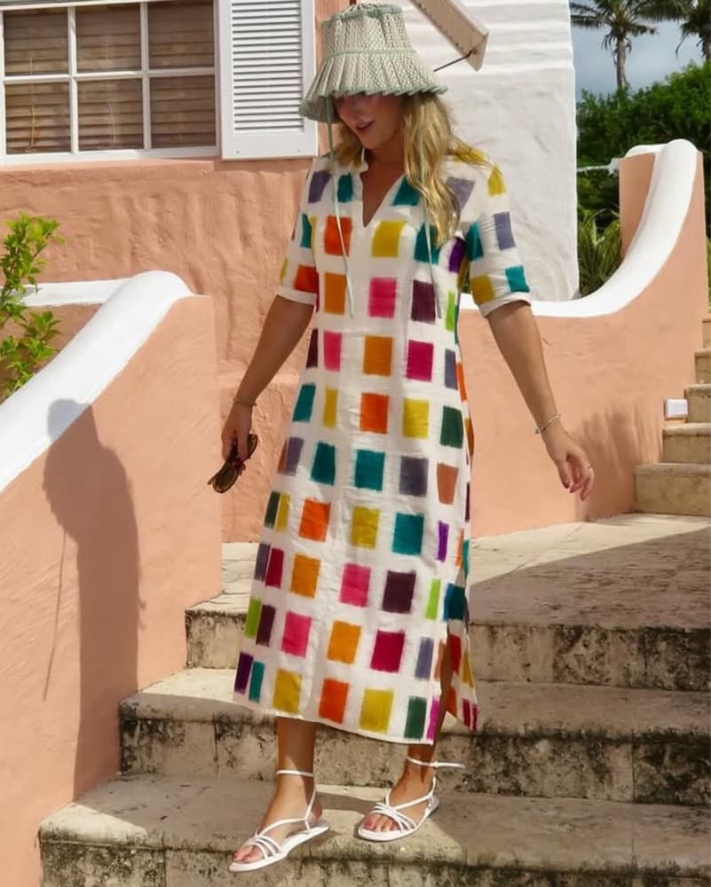 De Castro Colorful Checkered Tunic Dress - Image 1