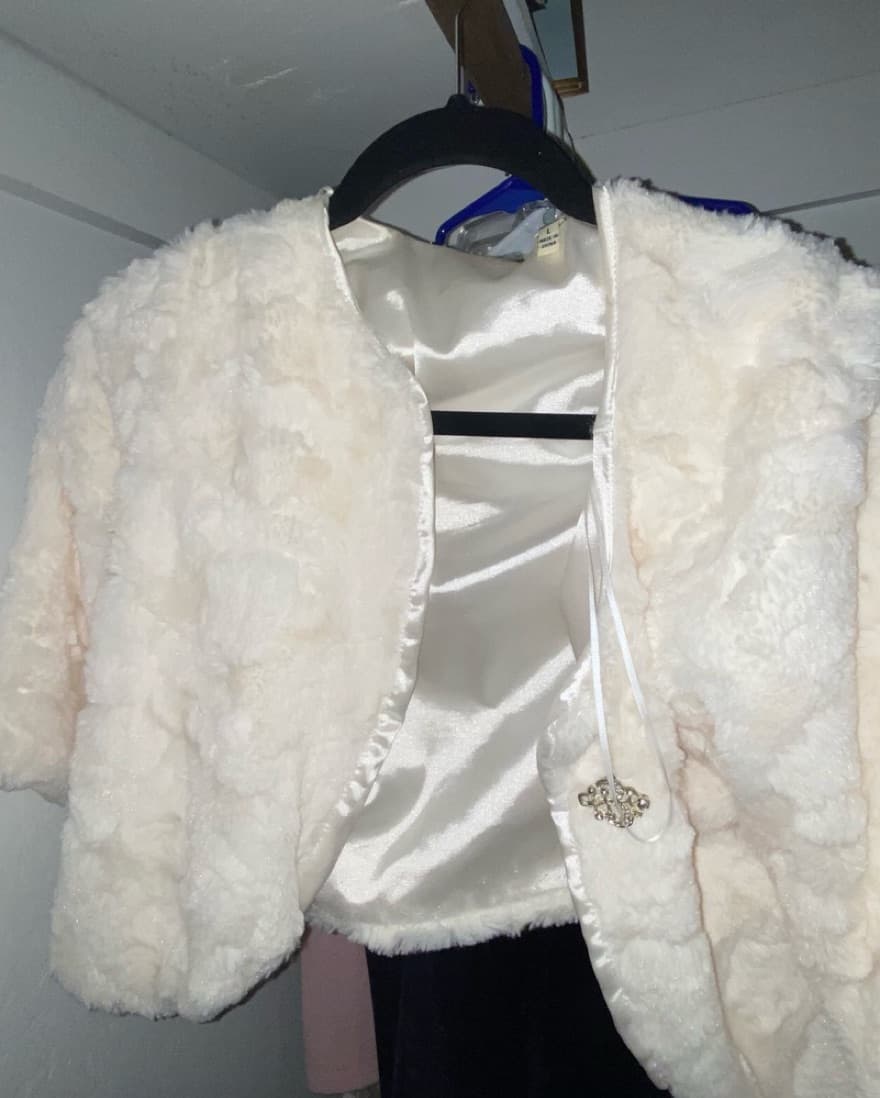 Off the Shoulder White Coat - Image 1