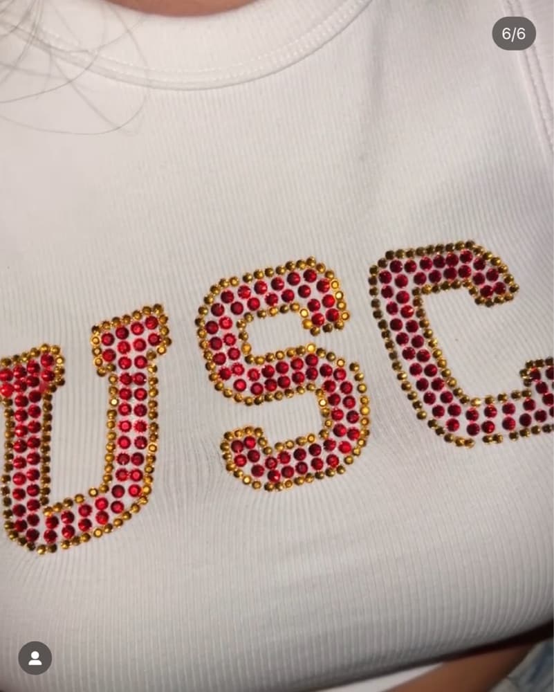 Rhinestoned USC Cropped Tank - Image 3