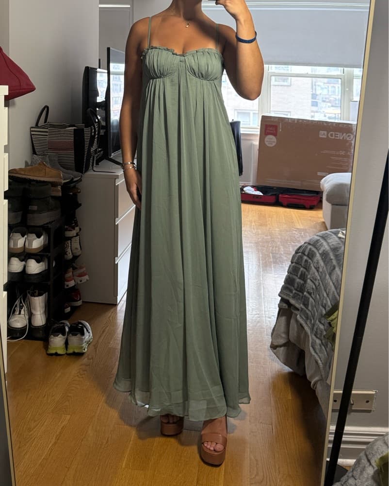 Moss Green Reformation Dress - Image 1