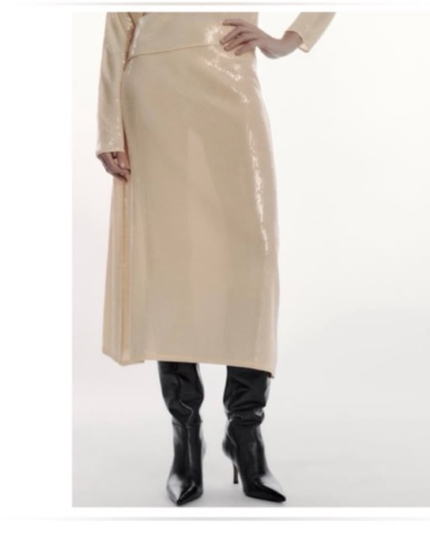 Zara Ecru Sequin Midi Skirt - Image 2