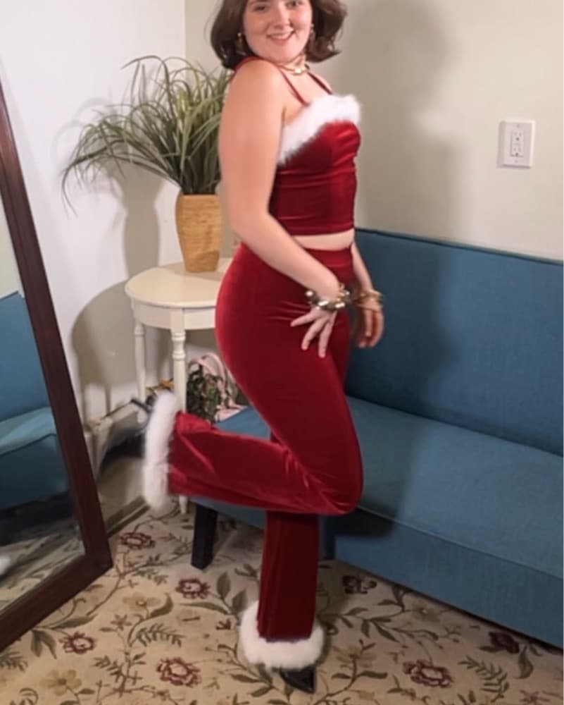 Red Velvet Holiday Jumpsuit - Image 2