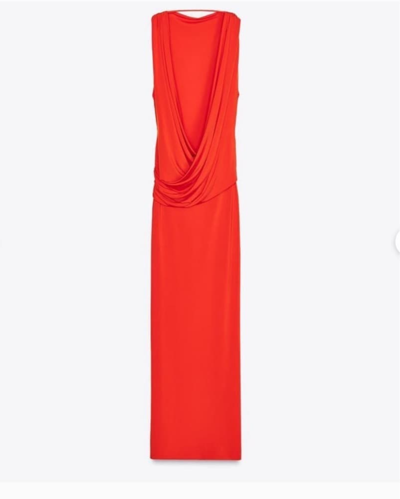 ZARA Brigh Orange Low Back Maxi Dress - Image 5
