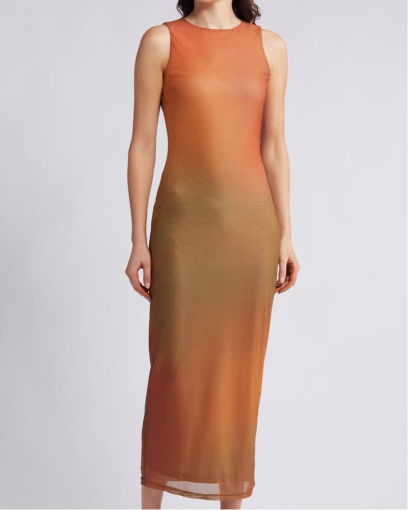 Rare London Sunset Blur Mesh Midi Dress - Image 1