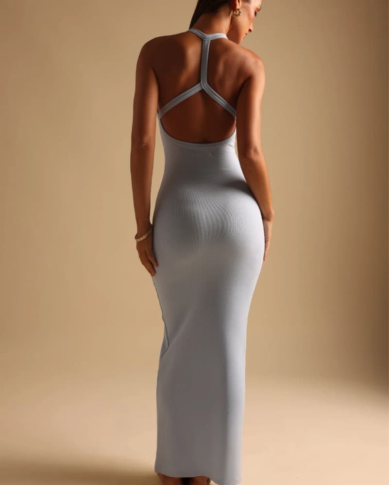 Elegant Ribbed Maxi Dress - Image 3