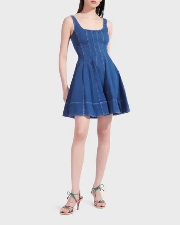 Staud Denim Mini Dress - Image 1