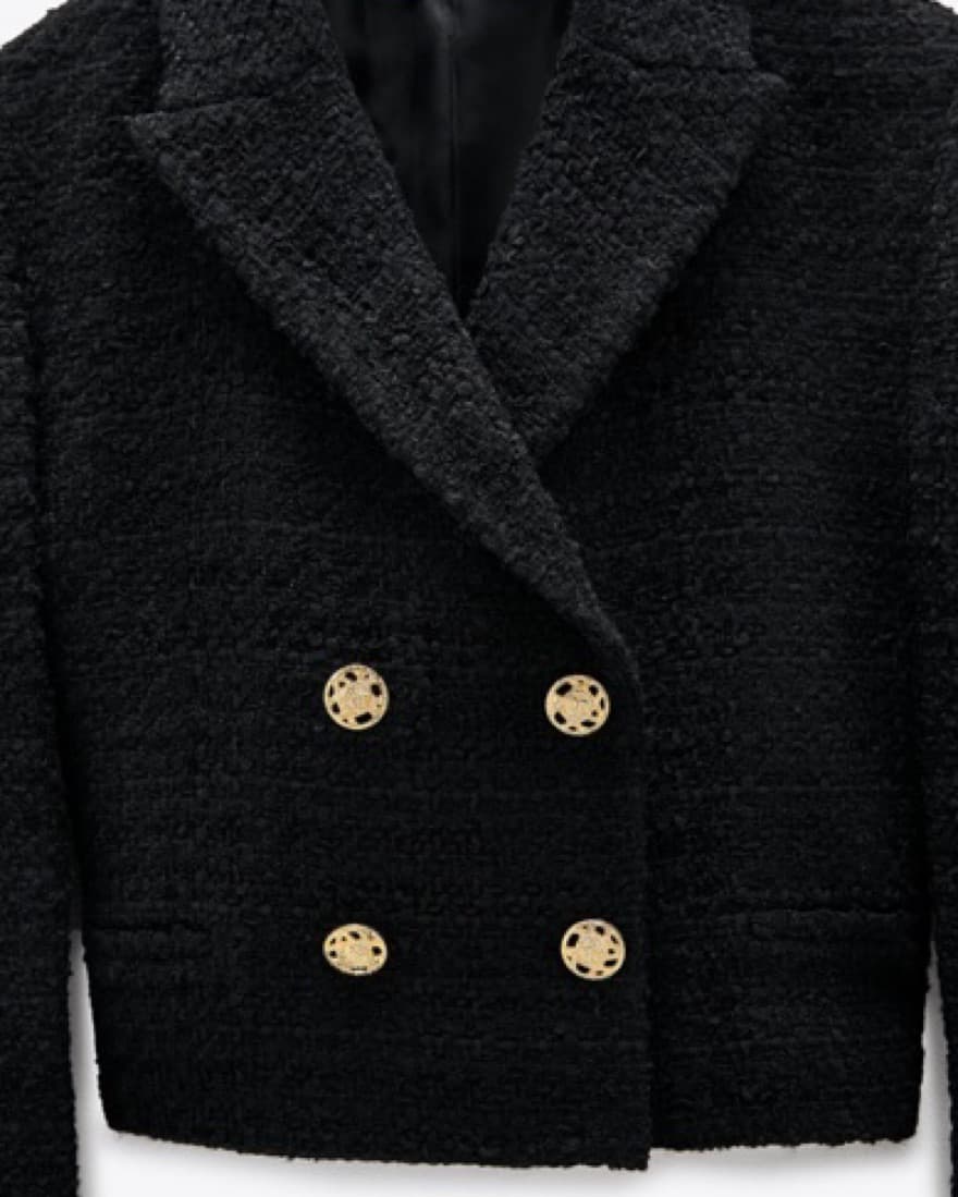 Zara Cropped Textured Blazer   - Image 2