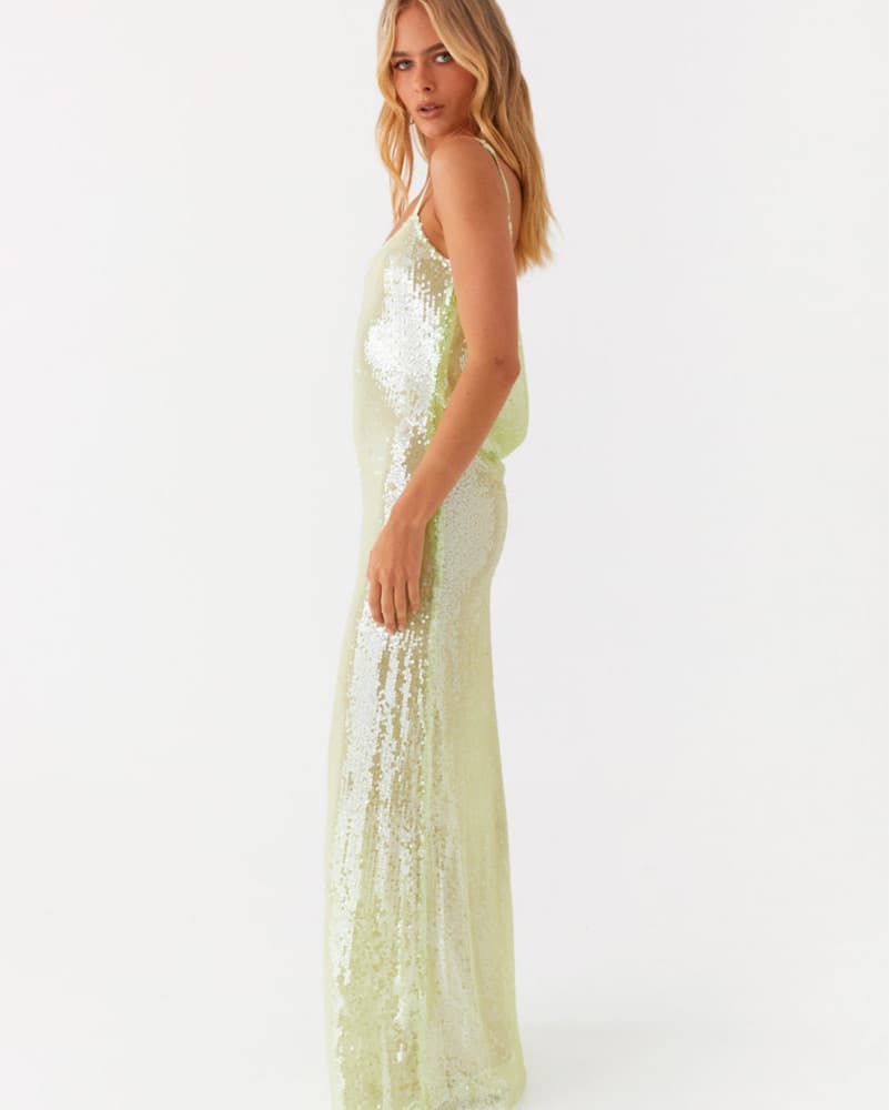 Mint/Light Green Sequin Backless Dress - Image 2