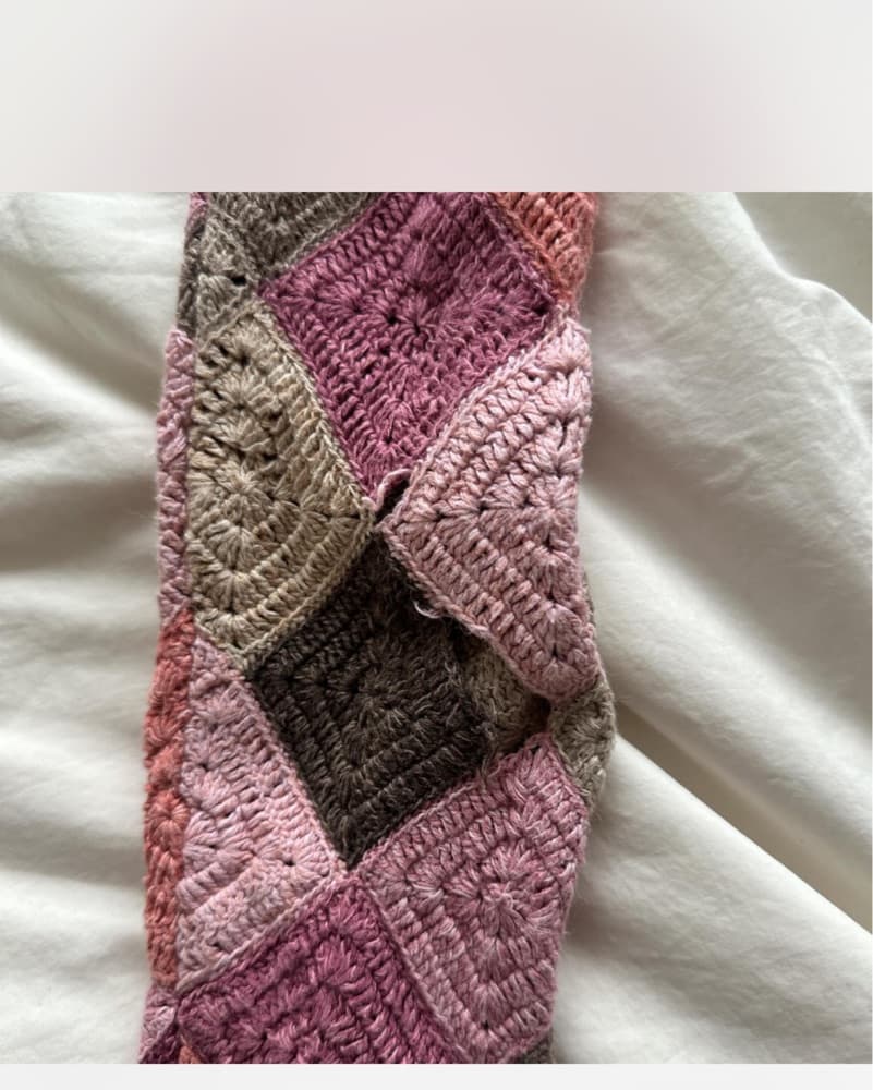 Cozy Patchwork Cardigan Pink Handmade - Image 5