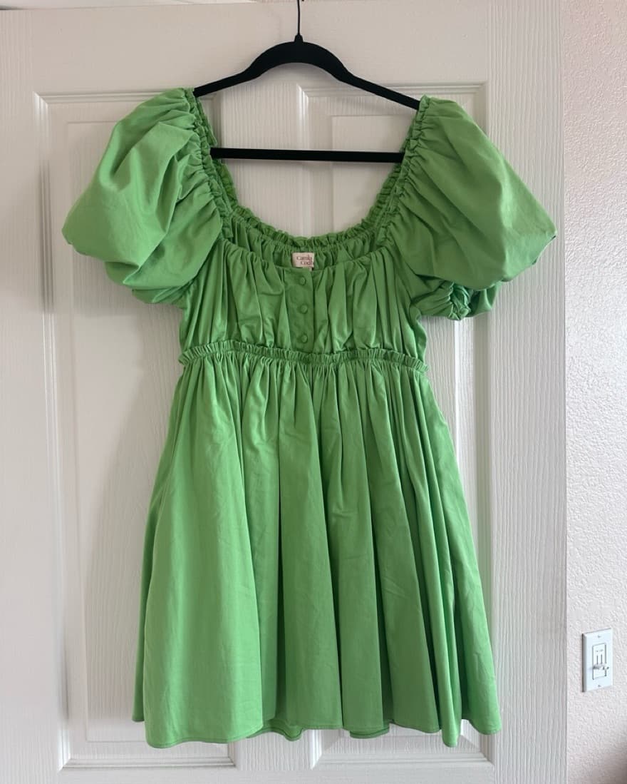 Green Revolve Puffy Sleeve Mini Dress - Image 1