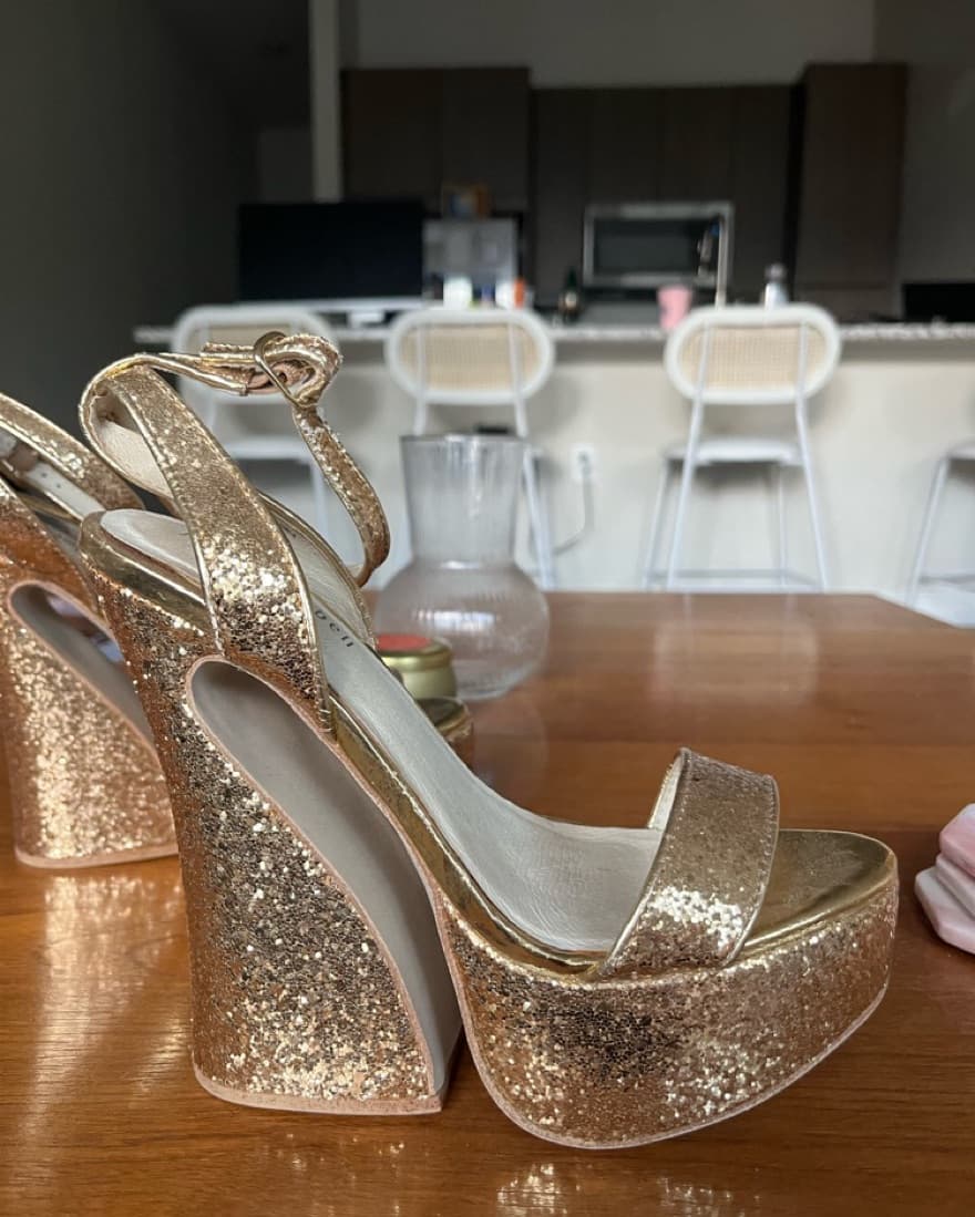 Jeffrey Campbell Gold 70’s Disco Heels - Image 1