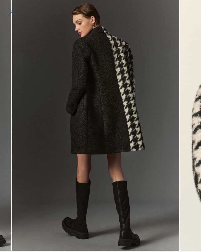 Colorblock Houndstooth Coat - Image 2