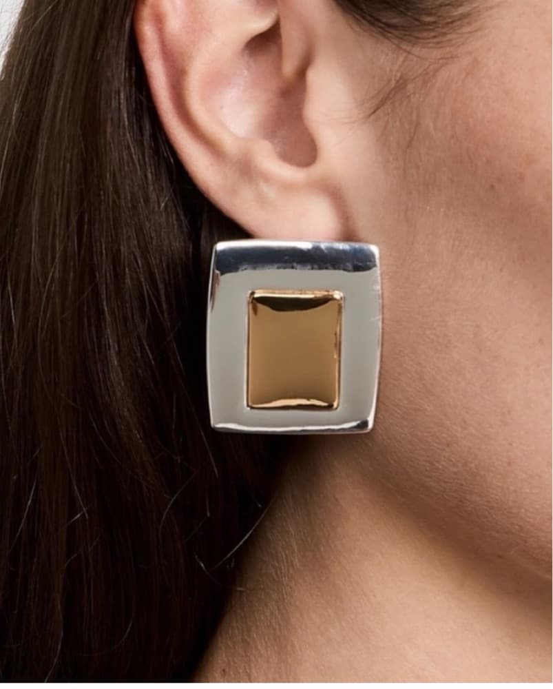 Heaven Mayhem Two Tone Plate Earrings - Image 1