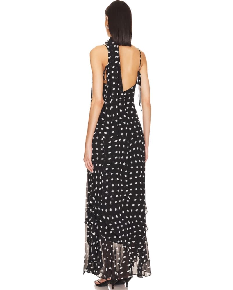 LPA Giulia Maxi Dress Black Polka Dots - Image 2