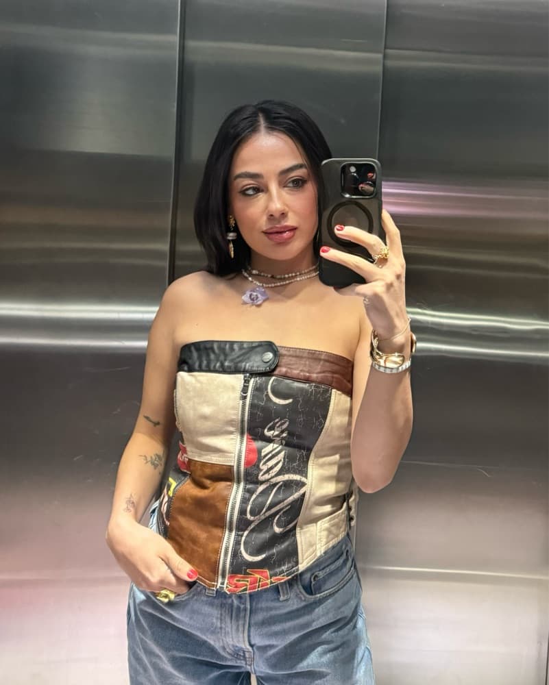 Jaded London Patchwork Leather Top - Image 1