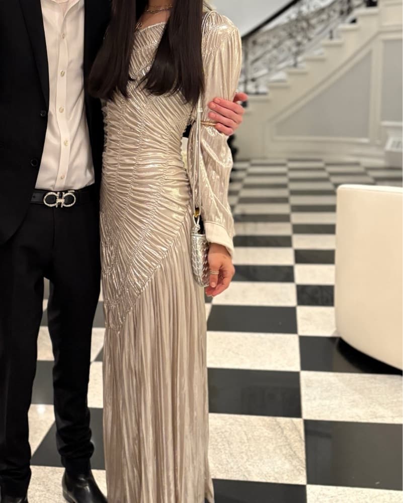 Shimmering Metallic Maxi Dress - Image 3