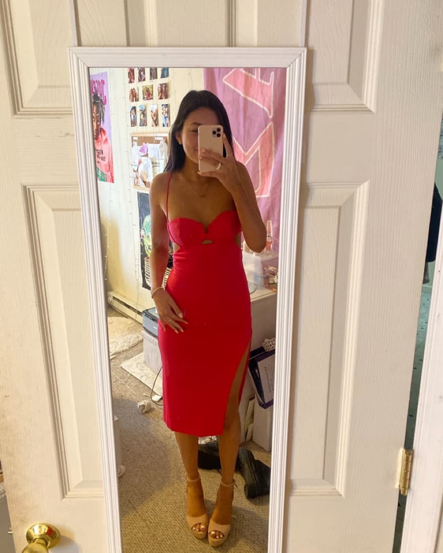 Maira Midi Dress in Fuschia - Image 3