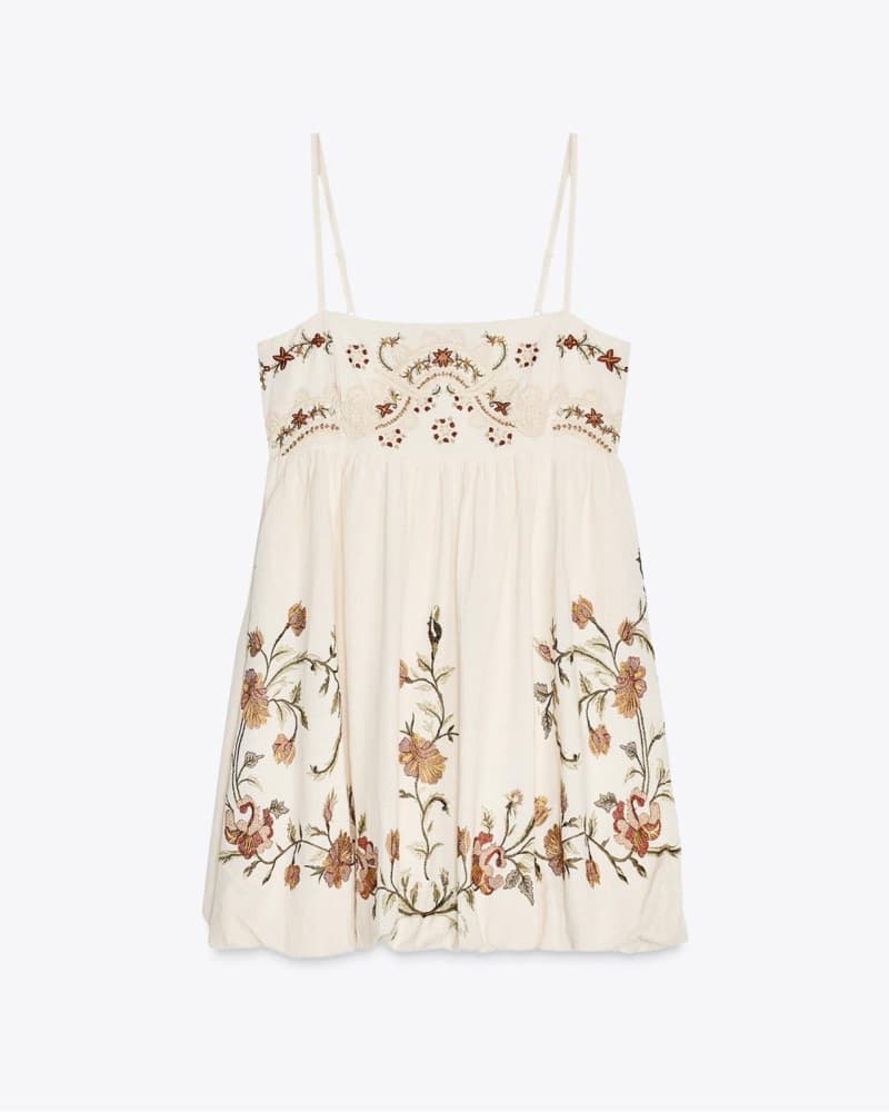 Zara Boho Floral Embroidered Dress - Image 2