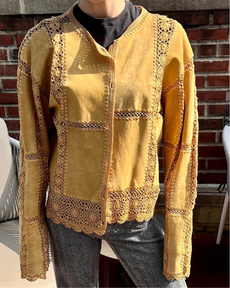 Western vintage Lace Leather Jacket  - Image 3